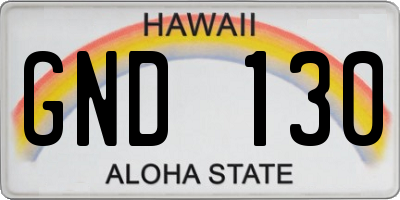 HI license plate GND130
