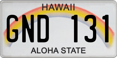 HI license plate GND131