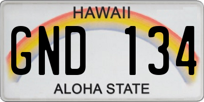 HI license plate GND134