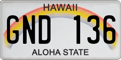 HI license plate GND136