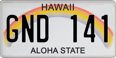 HI license plate GND141