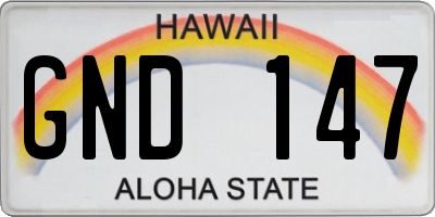 HI license plate GND147