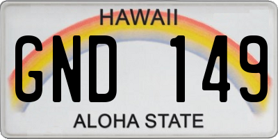 HI license plate GND149
