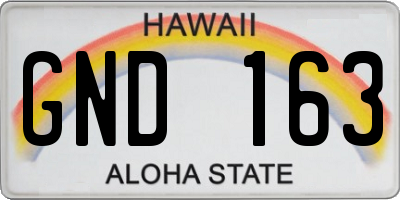 HI license plate GND163