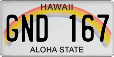 HI license plate GND167