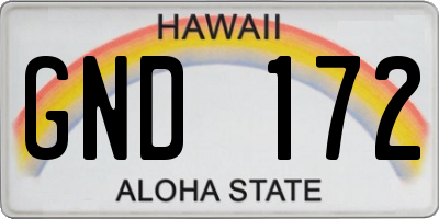 HI license plate GND172
