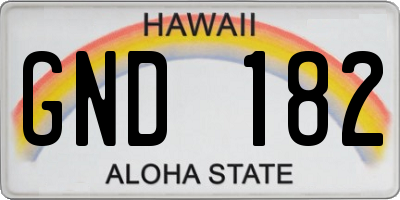 HI license plate GND182