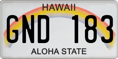 HI license plate GND183