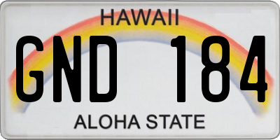 HI license plate GND184