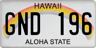 HI license plate GND196