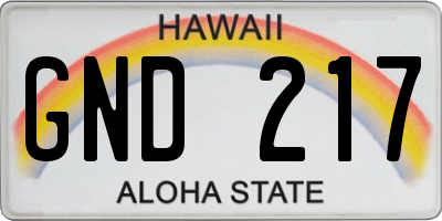 HI license plate GND217