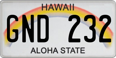 HI license plate GND232