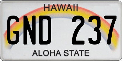 HI license plate GND237