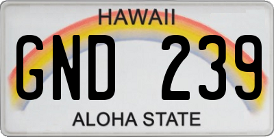 HI license plate GND239