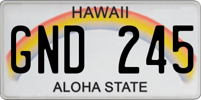HI license plate GND245