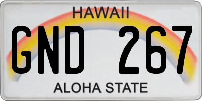 HI license plate GND267