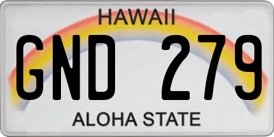 HI license plate GND279