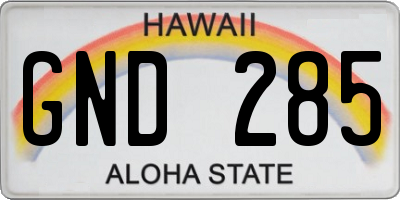 HI license plate GND285
