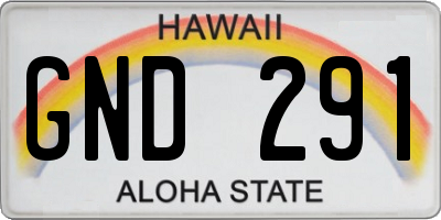 HI license plate GND291