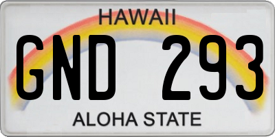 HI license plate GND293