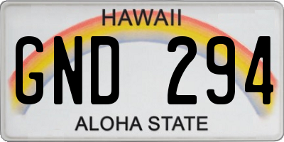 HI license plate GND294