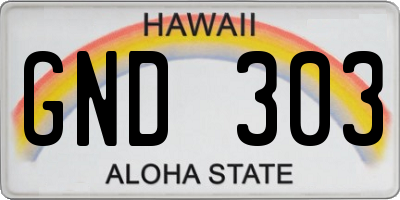 HI license plate GND303