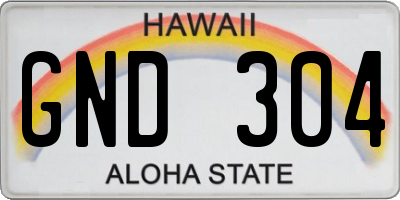 HI license plate GND304
