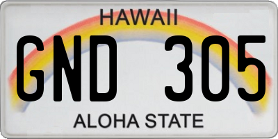 HI license plate GND305