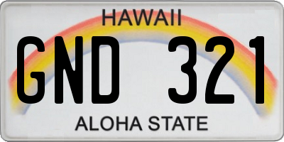 HI license plate GND321