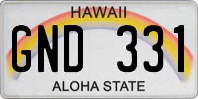 HI license plate GND331