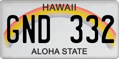 HI license plate GND332