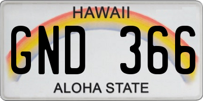HI license plate GND366