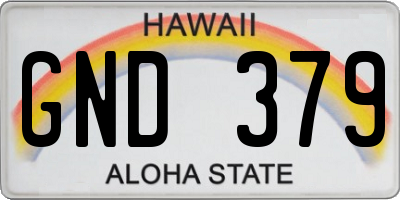 HI license plate GND379