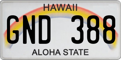 HI license plate GND388