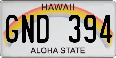 HI license plate GND394