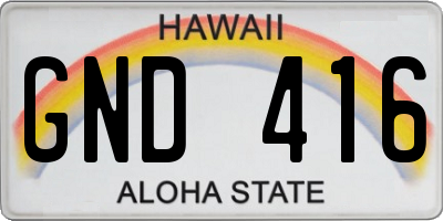 HI license plate GND416