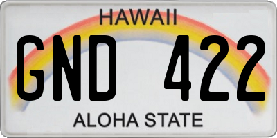 HI license plate GND422