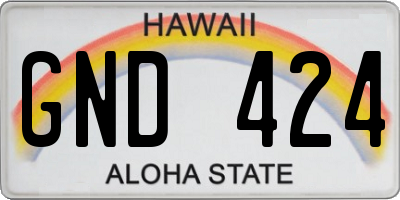 HI license plate GND424