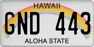 HI license plate GND443