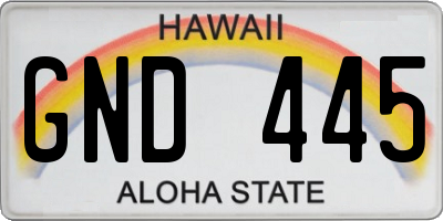 HI license plate GND445