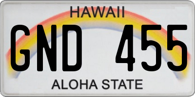HI license plate GND455