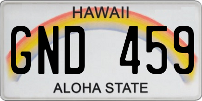 HI license plate GND459