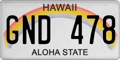 HI license plate GND478