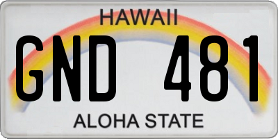 HI license plate GND481