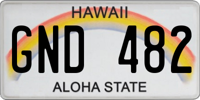 HI license plate GND482