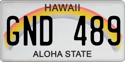 HI license plate GND489
