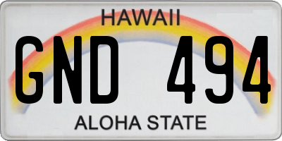 HI license plate GND494