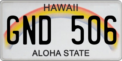 HI license plate GND506