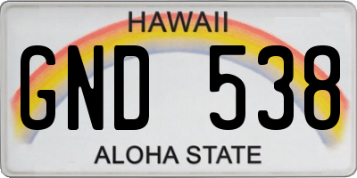 HI license plate GND538