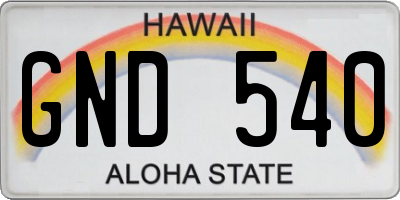 HI license plate GND540